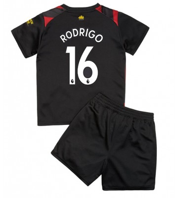 Manchester City Rodri Hernandez #16 Bortedraktsett Barn 2022-23 Kortermet (+ Korte bukser)